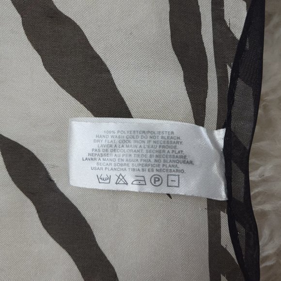 LIZ CLAIBORNE Vintage Sheer Scarf for Neck, Purse, Headband (Black/White) - Picture 5 of 9